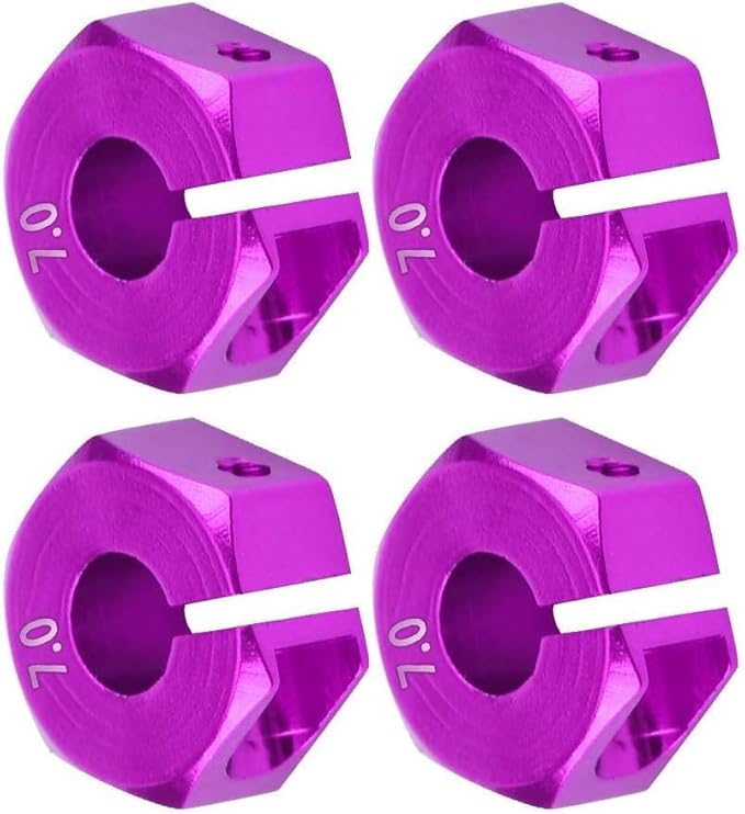 4Pcs 12mm Hex Wheel Hub Adapters – Universal for 1/10 RC Cars HSP Sakura – 7mm Height, Purple