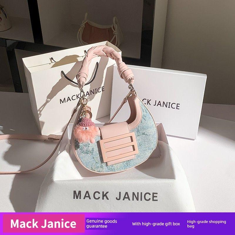 

Женская сумка Mackjanice Милая Леди Розовый Голубой Сумка Полумесяц 2025 Новая Мода Наплечная Сумка Мессенджер Pink