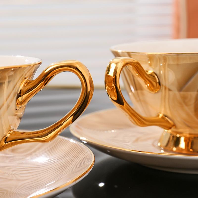 Exquisite Souvenir Bone China Coffee Cup Saucer Set Creative Water CupTea Cup European Style High-Value Tea Cup Tea Set Gift box