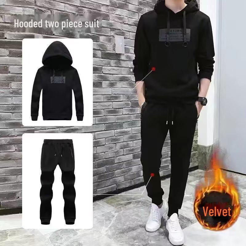 

Мужская спортивная одежда с капюшоном: Комплект из толстовки, жилета и повседневных брюк на осень/зиму 3XL