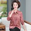 Elegant Mulberry Silk Long-sleeve Shirt for Middle-aged and Elderly Women