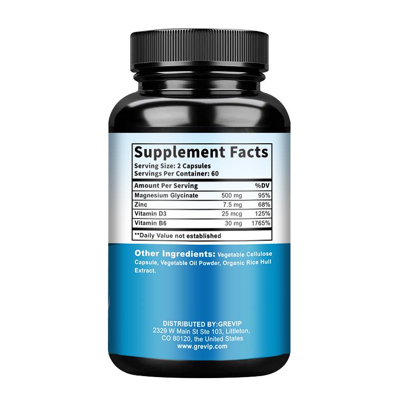 Magnesium Glycinate Capsules with Zinc - Promotes Nerve, Bowel, Relaxation Function Vegan Capsules for Women & Men