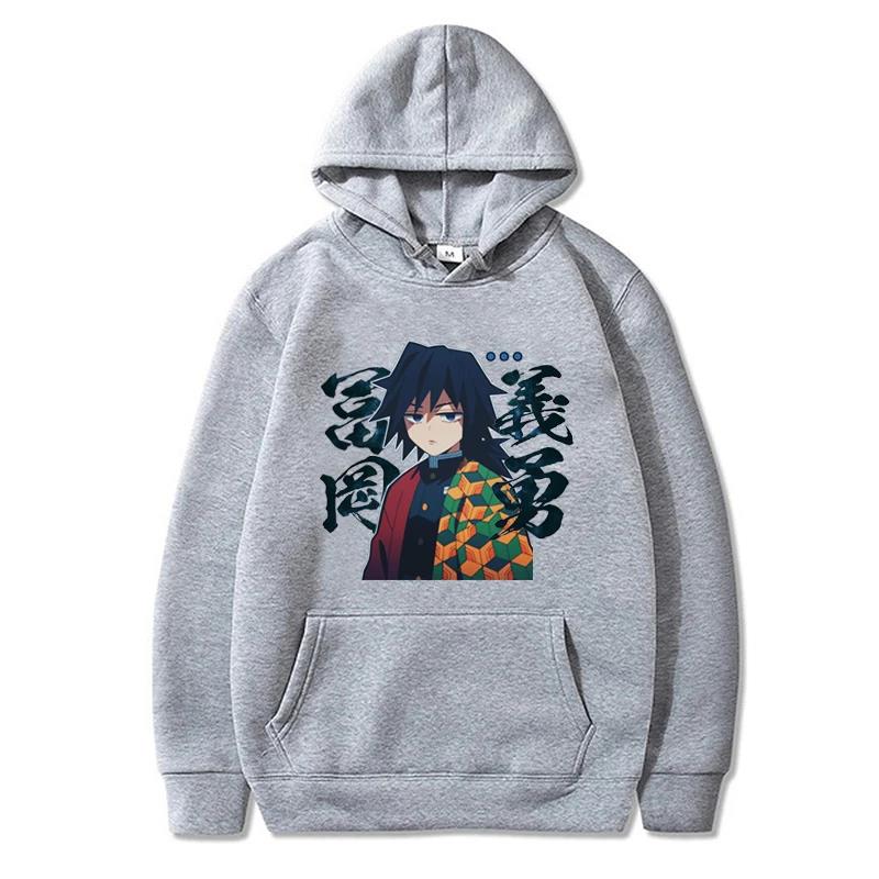 Japan Anime Demon Slayer Tomioka Giyuu Grafikdruck Kapuzenpullover Übergröße Herren Damen Sweatshirts Langarm Unisex Streetwear