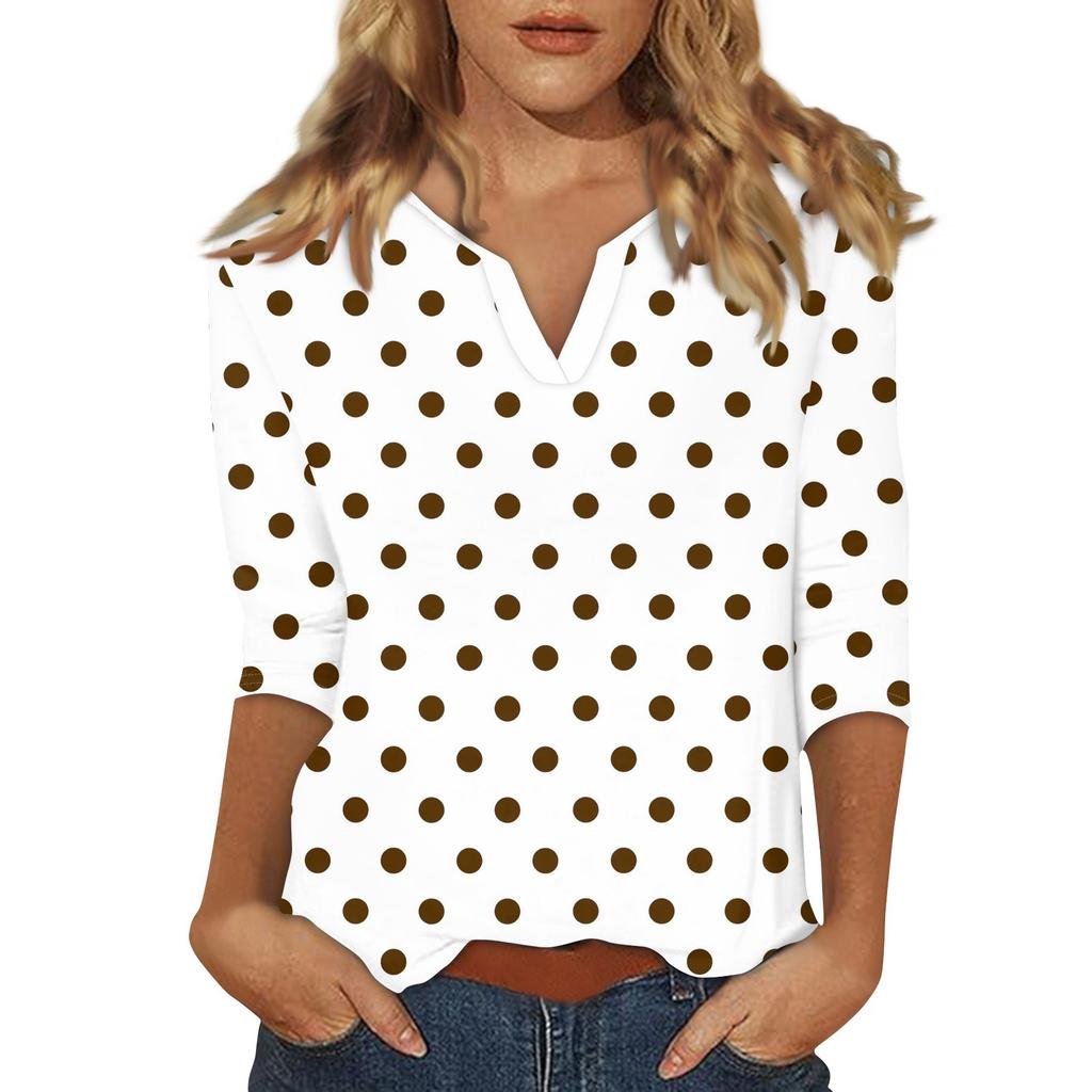 Women's Stand Collar 3/4 Sleeve Printed Top T-shirt