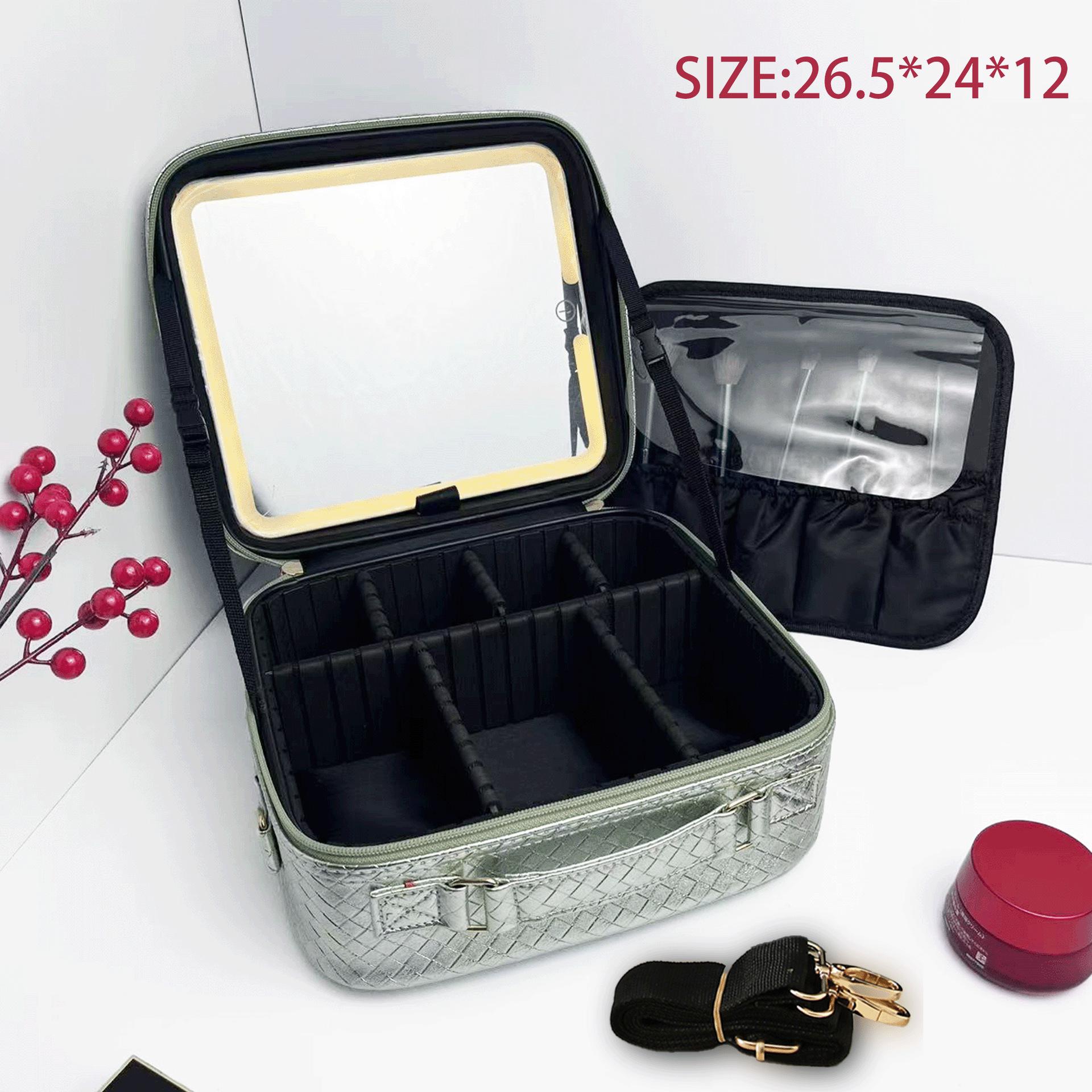 2025 Светодиодная дорожная косметичка большой вместимости с зеркалом - Портативный органайзер для макияжа