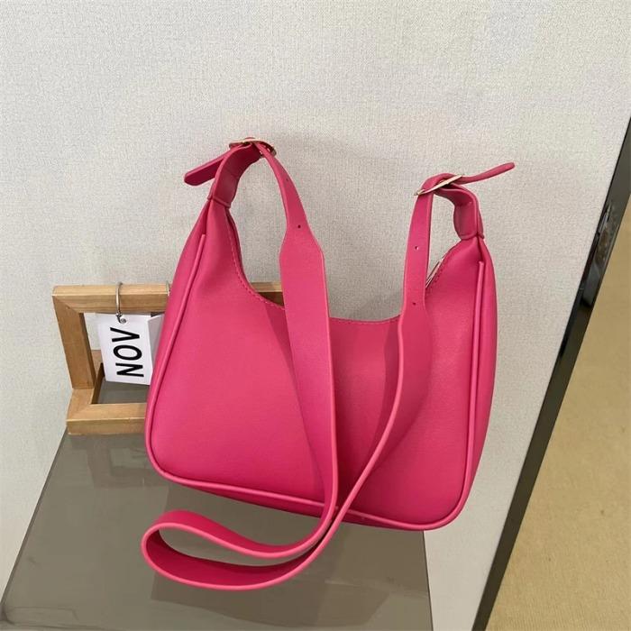 Winter New Shoulder Bag For Women PU Leather Crossbody Bag Solid Color Half-moon Bags Lady Handbag Daily Pouch