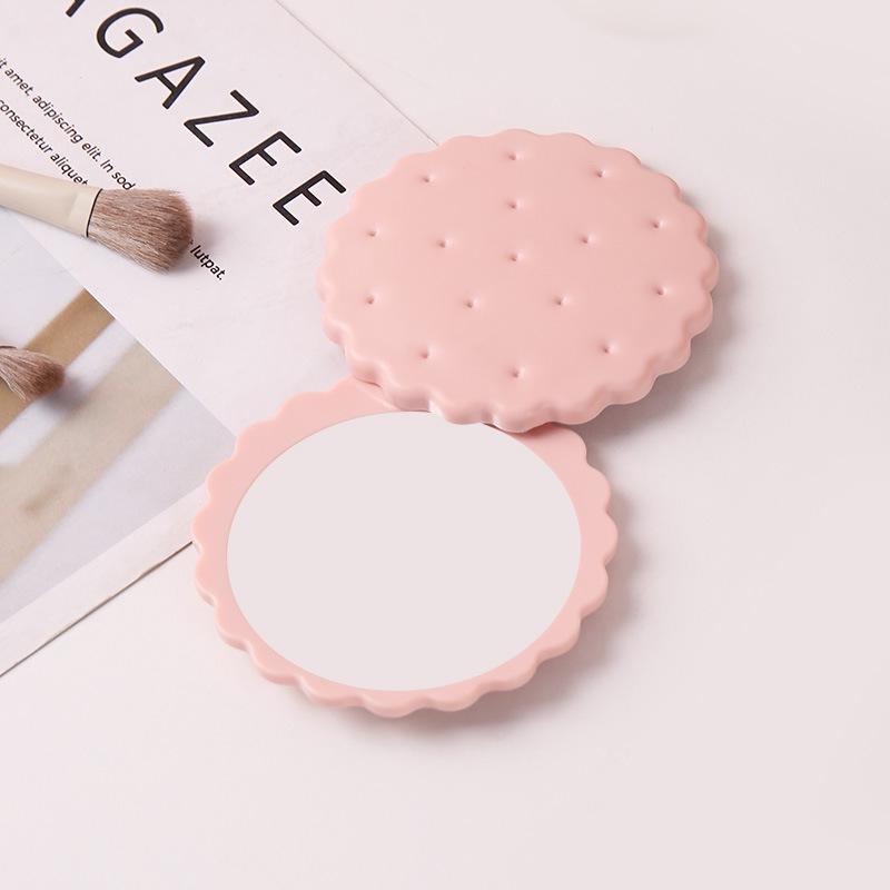 Chocolate Biscuit Folding Makeup Mirror Set - Portable Mini Round Beauty Mirror