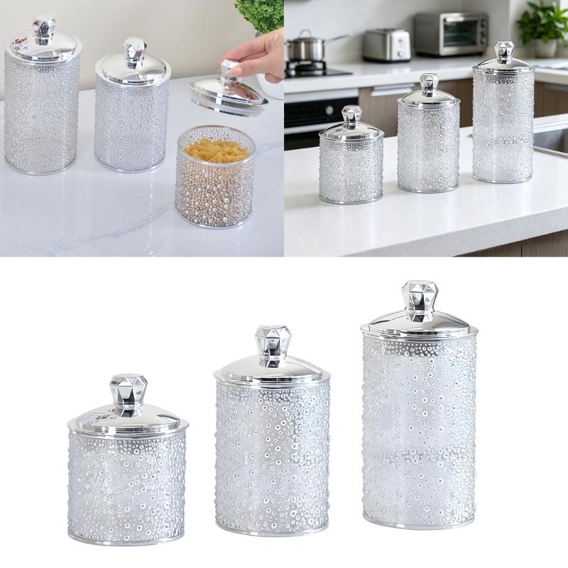 3 Pieces Premium Sealed Food Canisters Perfect For Coffee Tea And Dry Goods Storage Transparent Organizers Jars