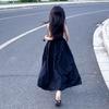 Girls' Modal Sleeveless Summer Casual Long Black Dress