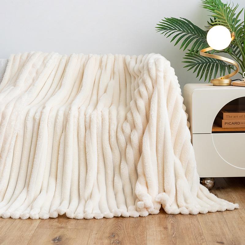Cross-Border Flannel Rabbit Plush Blanket: Multifunctional Sofa Cover and Thick Winter Nap Blanket