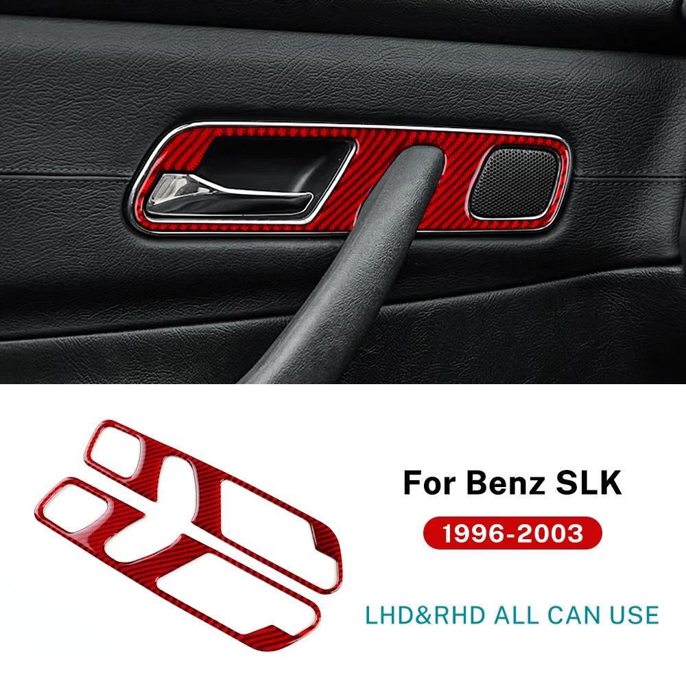 Real Soft Carbon Fiber For Mercedes Benz SLK R170 1996 1997 1998 1999 2000 2001 2002 2003 Inner Door Handle frame Trim Sticker