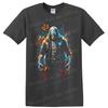 Hooded Skeleton Graffiti Art T Shirt Neon Horror Streetwear Graphic Tee Blue