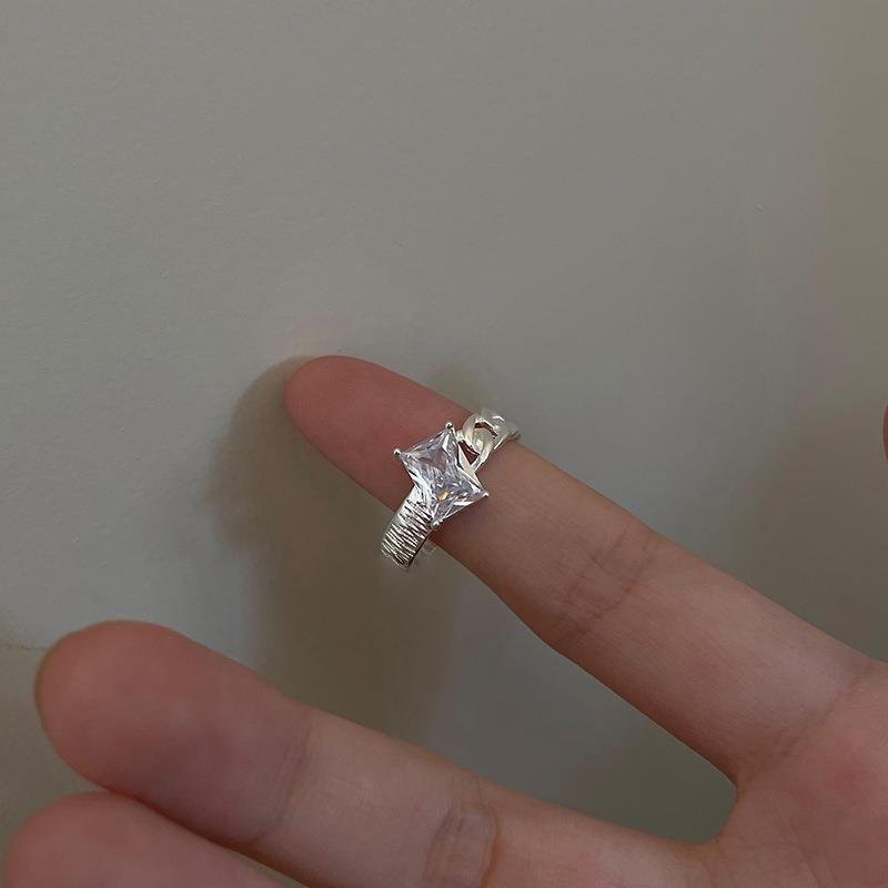 Shaped Stylish Geometric Silver Plated Open Ring For Women Trendy Accessory Fashion