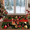Merry Christmas Door Mat Snowflake Pine Cone Print Floor Mat Winter Xmas Paw Pattern Rug Holiday Entryway Indoor Home Decor