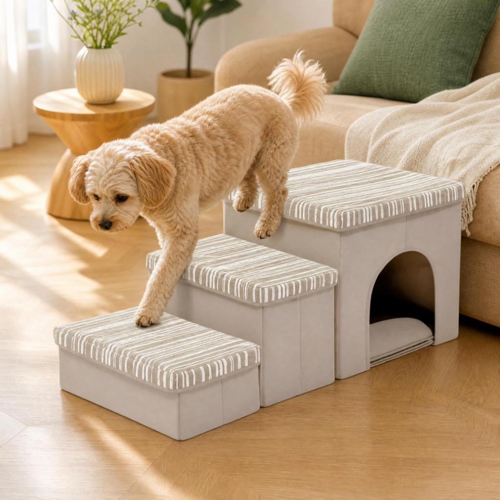 Modular Pet Staircase with Storage Easy Assembly Stair Hideaway Den