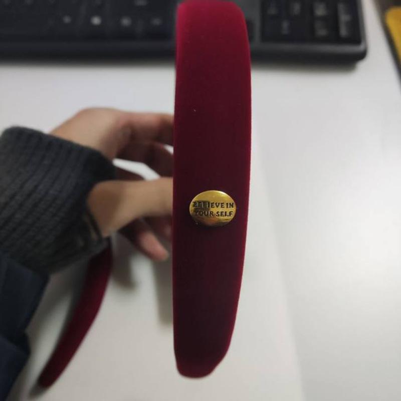 Fashion Flocking Sponge Oval Headband Chinese New Year Red High Cranial Top Pressure Hair Headband Vintage Premium Hair Accessories