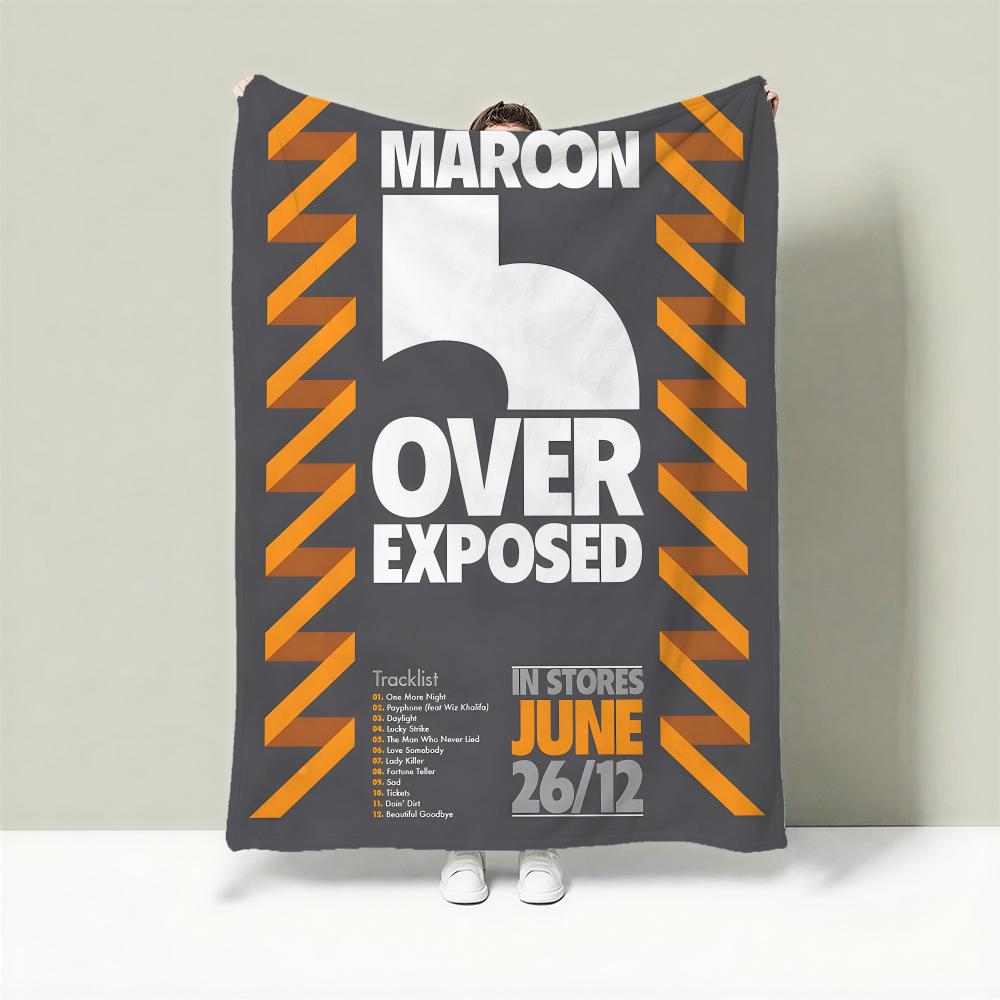 Band M-Maroon 5 Throw Lightweight 240g Flannel Blanket Soft Skin-friendly for Summer Cooling 75cmx90cm
