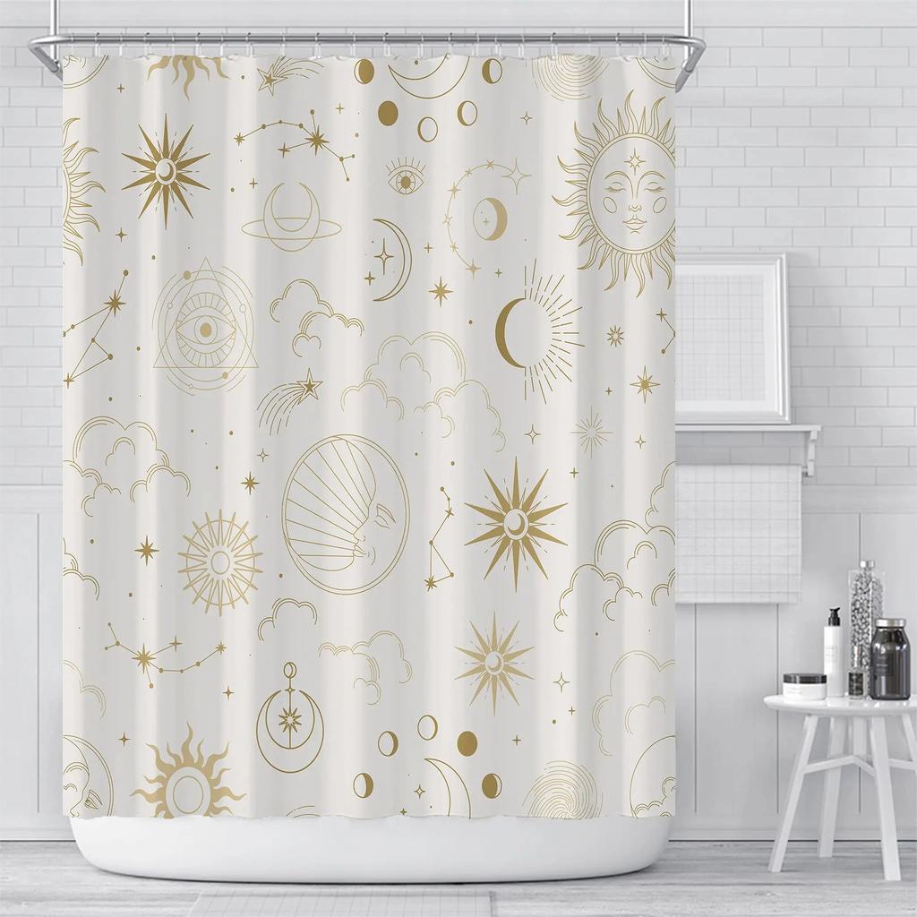 Astrology Shower Curtain Planetarium Themed Astronomical Image Of Constellations With Horoscopes Cloth Fabric Bathroom Decor Set