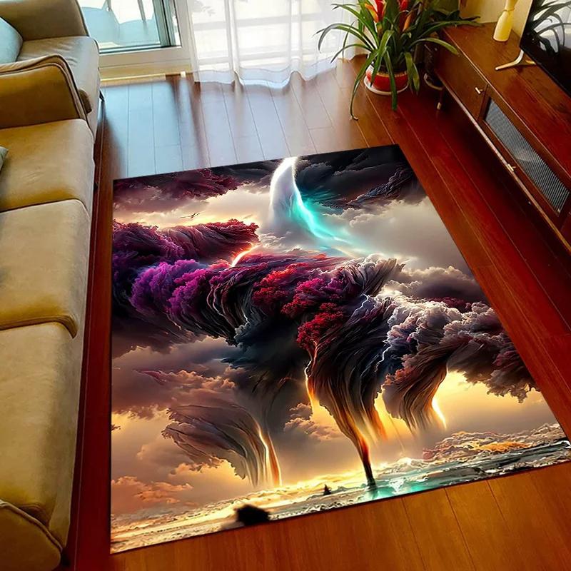 Nordic Abstract Colorful Cloud Carpet Oil Painting Style Sky Soft Children' Room Area Rugs Home Living Room Floor Mat Doormat