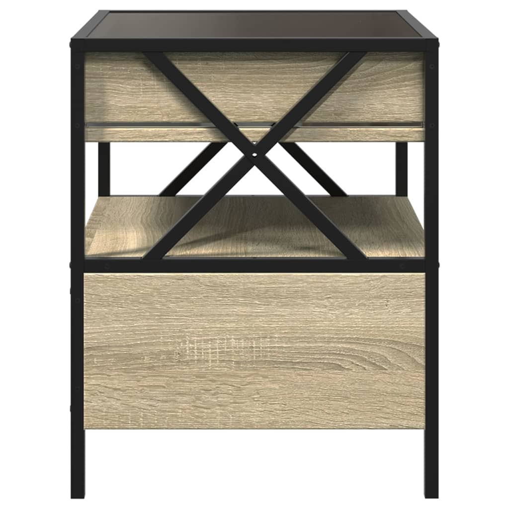 Nightstand with Infinity LED Sonoma Oak Finish 40x40x51 cm