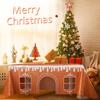 Christmas Tablecloth Reusable Decoration Gingerbread House Christmas Table Cover Winter Picnic Christmas Party Home Decorations