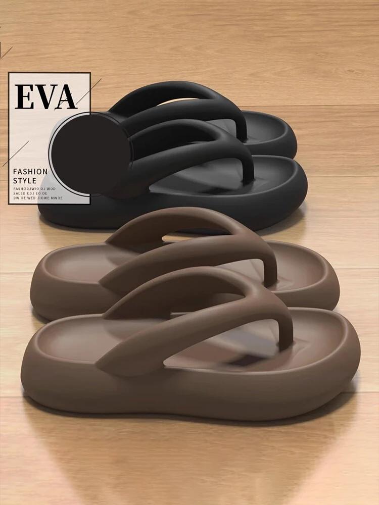 Fashion Thick bottom flip flops for women's summer 2025 new height increasing anti slip beach sandals beach slippers for outdoor wear