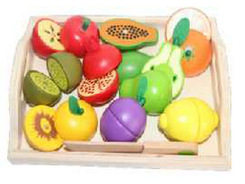 Wooden Pretend Play Kitchen Set: Children's Fruit and Vegetable Cutting Toy