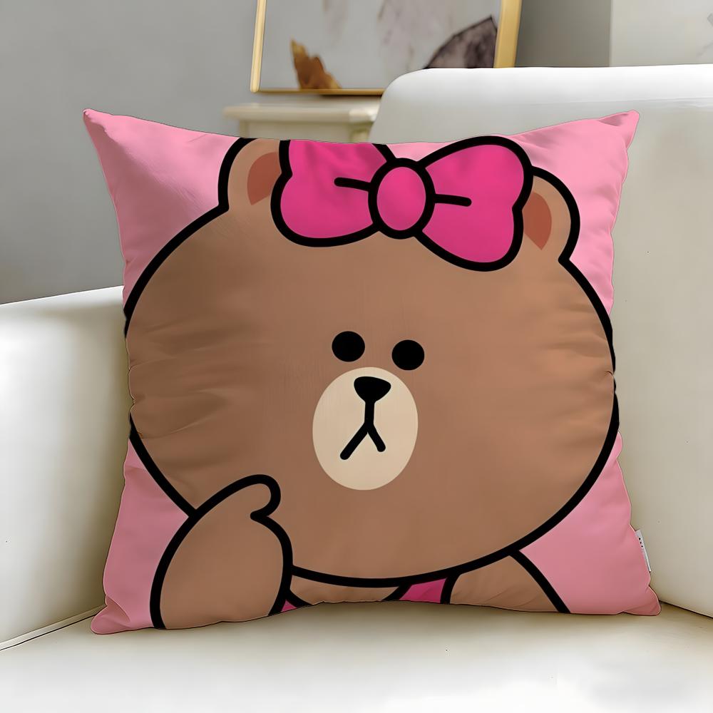 classic cartoon Cartoon Bear Cushion Cover Soft  EasyWash Pillow Case  Versatile for Couch Bed Travel and Office