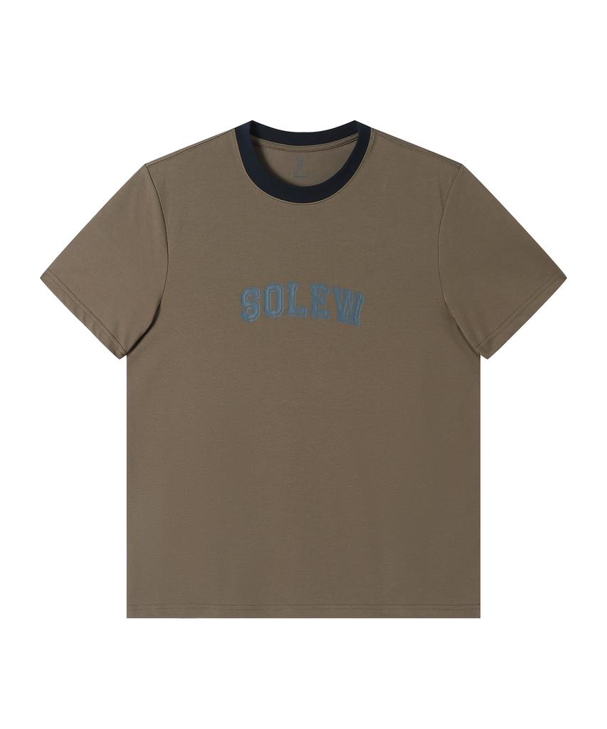 SOLEW Logo Graphic Ringer T-Shirt_Khaki