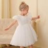 Little Girls Princess Tulle Flying Sleeve Flower Girl Party Performance Dress Gown
