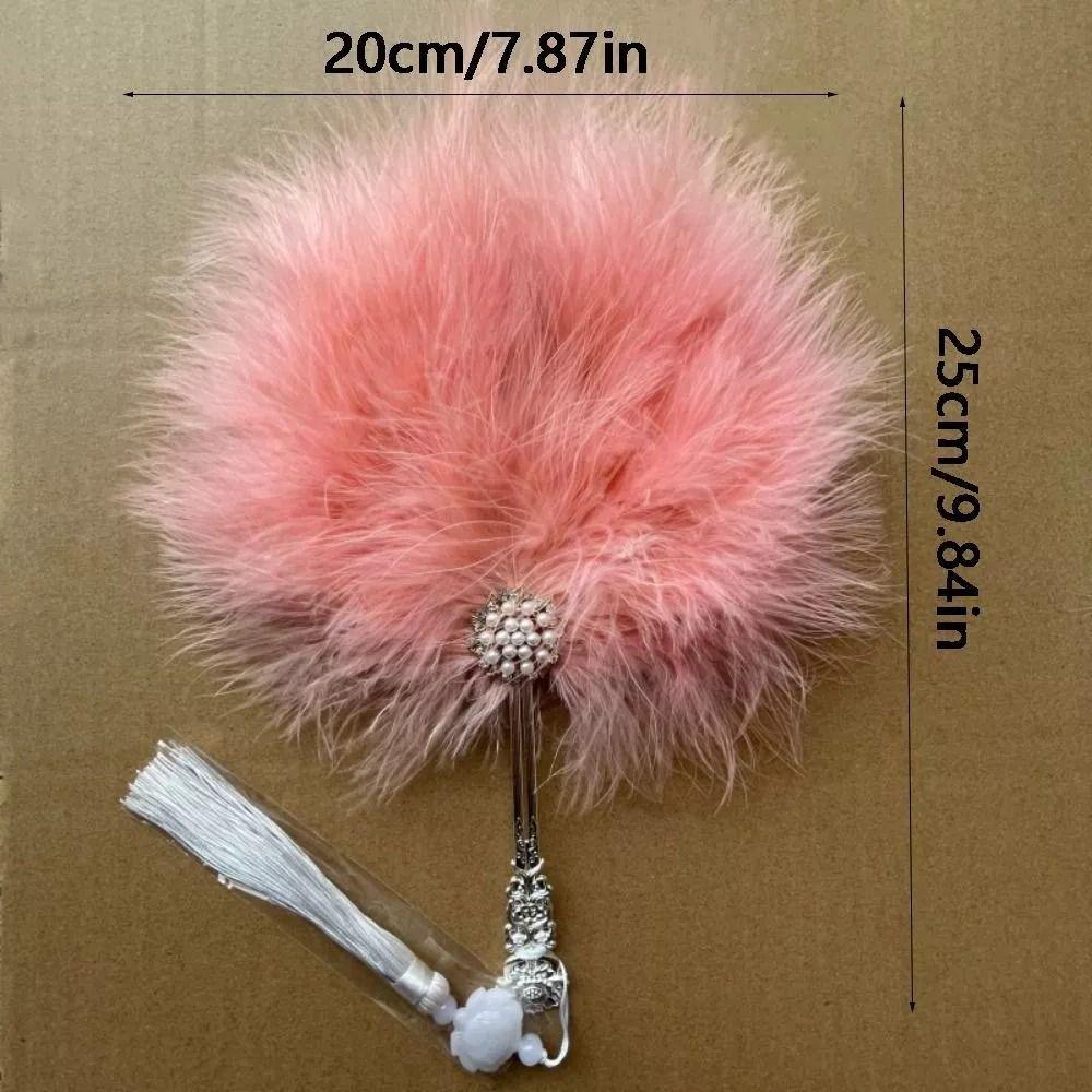 Vintage with Tassels Fairy Feather Fan Colorful Fluffy Craft Fan Foldable Photo Prop Dance Hand Fan