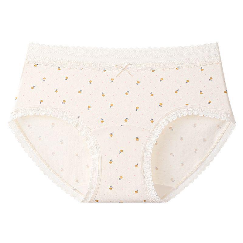 Girl Spring and Autumn Sweet Lace Edge High Play 10A Antibacterial Crotch Waist Triangle Briefs