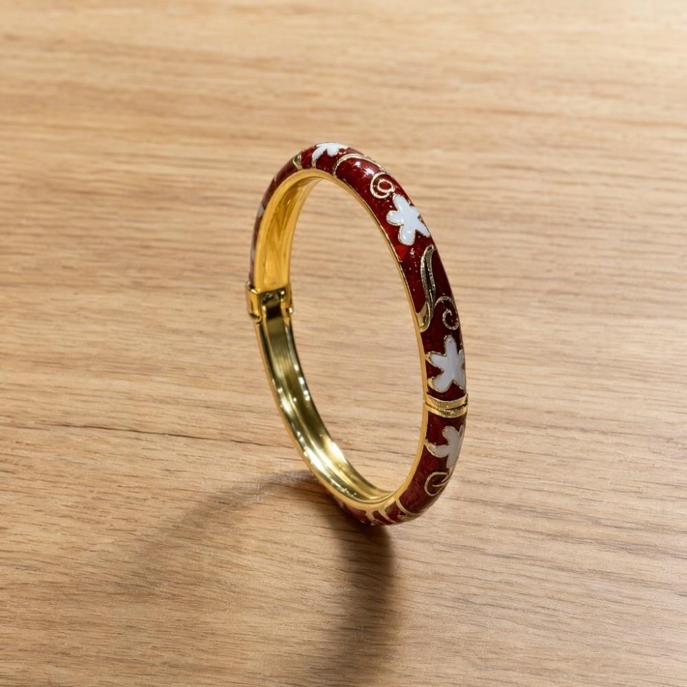 Enamel Floral Chinese Flower Bangle Traditional Women's Hand Bracelet  Hanfu Cheongsam