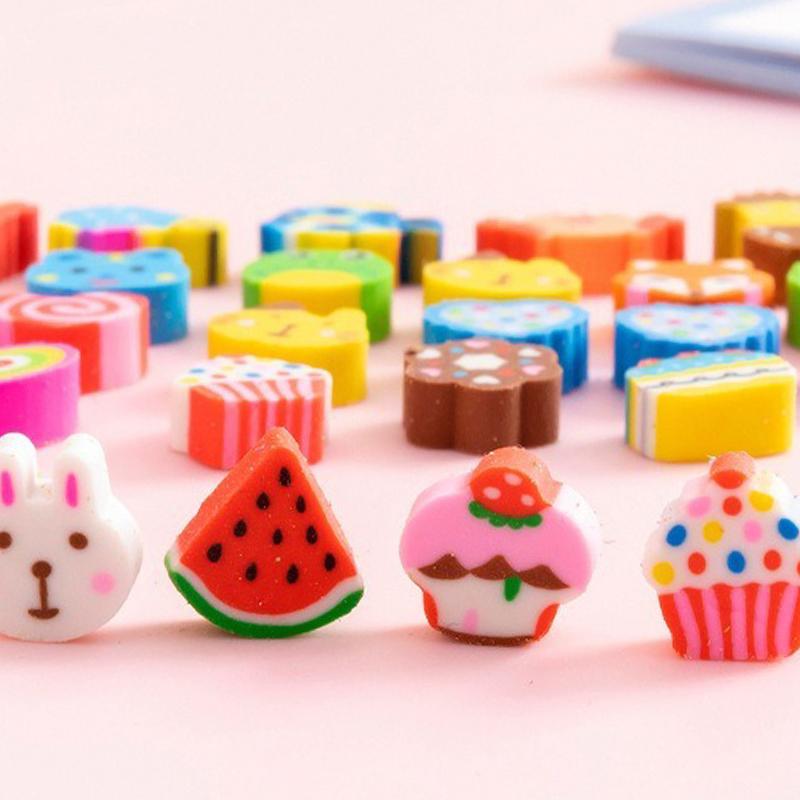 Cute Mini Eraser Various Shapes Cartoon Animal Space Fruit Dishes Office School Student Use Stationery Reward Gift Ornament ZYF