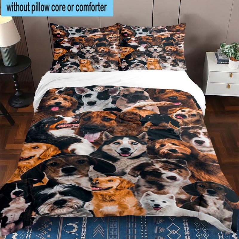 Butterflies And Bulldog Garden 3pcs Bedding,Including 1pc Duvet Cover And 2pcs Pillowcases Perfect for Christmas,Ideal for Bedroom, Dormitory