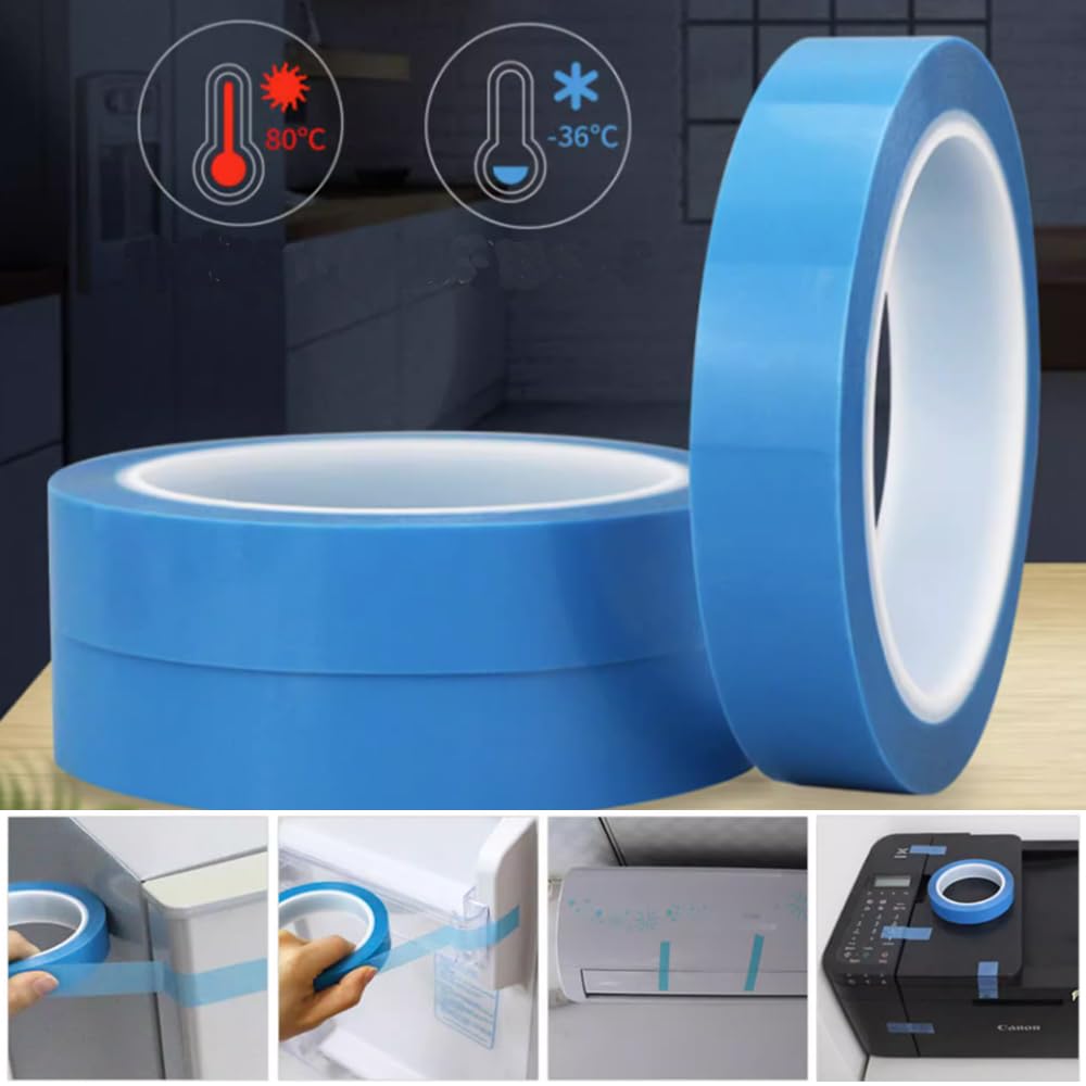 Refrigerator Tape PET Fridge Non-Residual Adhesive Tape for Fixing Drawer Refrigerator Air Conditioner Printer Fixed Tape (30mm*50M), Transparent