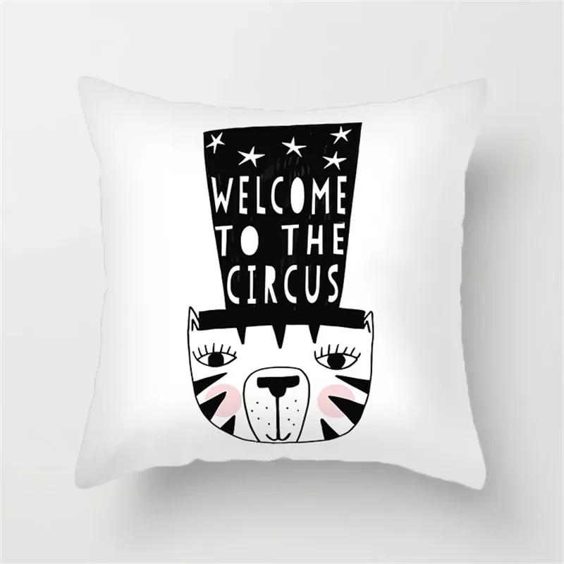 Office Sofa Car Cushion Cover Cartoon Black and White Simple Line Printing Luxury Home Decoration Pillow Cover
