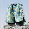 Mens Double-Layered Board Shorts Swim Trunks Quick-Dry Anti-Chafe Flat Front Beach Pool Surfing
