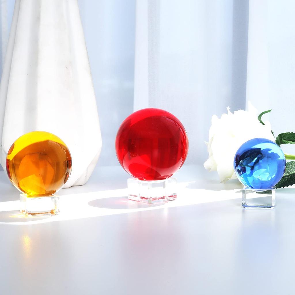 Multicolored Transparent Crystal Ball, 60mm, Crystal Ball, Ornament (Red)