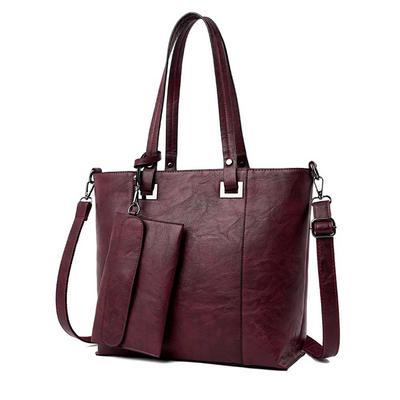 2 Pcs Set Fashionable Women Casual Tote High Quality PU Leather Handbags and Purses Useful Large Shoper Bag Zipper Sac 2022 New