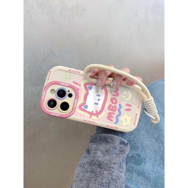Pink Cat Pattern Shockproof Silicone Phone Case For Iphone 17 Pro Max 15 14 Plus 13