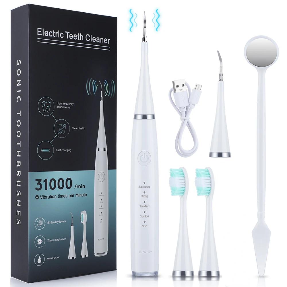 3 IN 1 Electric Dental Scaler Electric Toothbrush Portabl Oral Care Tartar Remover Plaque ultrasonic Cleaner Teeth Whitening Kit