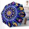 1 Stück Sternzeichen Mandala Automatischer Faltregenschirm, Tragbares & Faltbares Design mit 8 Speichen, Lässiges Outdoor-Accessoire Halloween- und Weihnachtsgeschenk