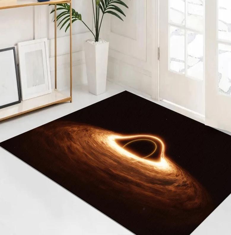 Black Hole Space Rug Cosmic Galaxy Print Carpet Machine Washable Modern Decor Rug Astronomy Lover Room Accent