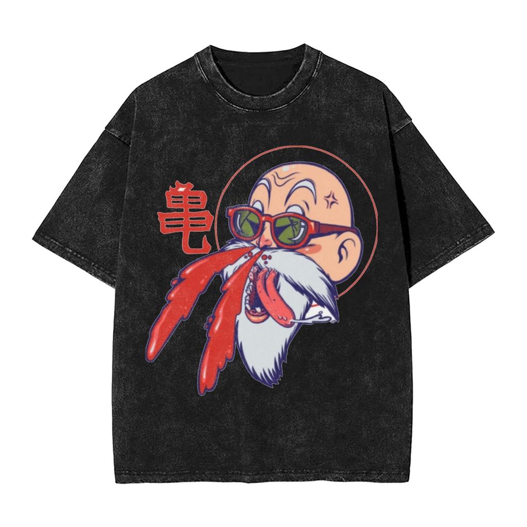Master Roshi Dragon Ball Printed Tshirt Mens and Womens Washed Tshirt High Quality Vintage Cotton Tshirt Harajuku Tops
