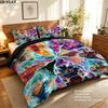 Dragon Ball Super Muster Bettwäsche Steppbett Set Bettbezug Kissenbezug Zuhause Geburtstagsgeschenk(1 Bettbezug + 2 Kissenbezüge, ohne Füllung)