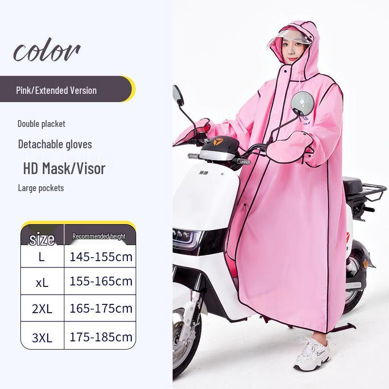 Unisex Stormproof Cycling & Hiking Rain Cape with Double Hood Brim - One-Piece Design