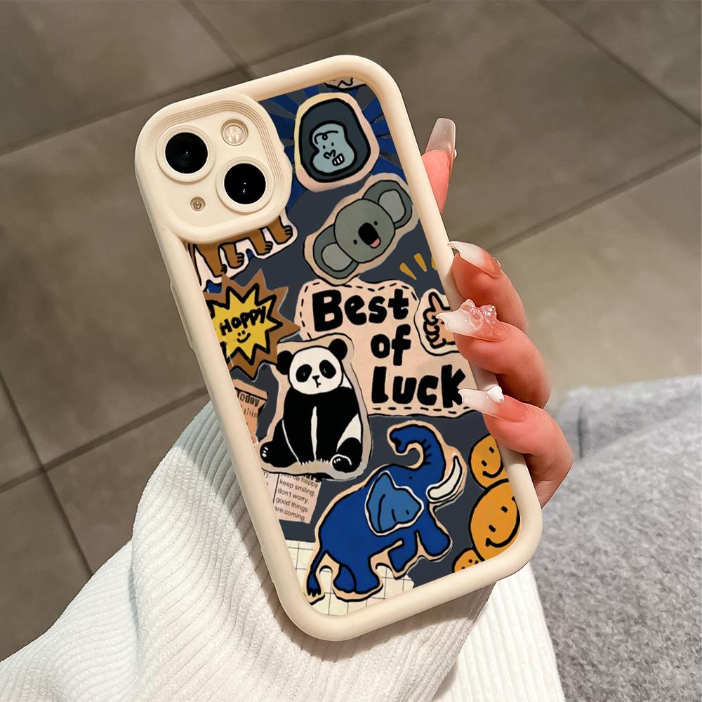 

Для iPhone 16 15 14 13 12 11 Pro Max XS Max XR X SE 8 7 Мягкий силиконовый стикер с изображением животных в джунглях, защитный чехол для телефона на всю линзу iPhone 15 Pro Max белый