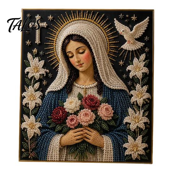 Набор жемчужной живописи  Faith Pearl Painting Kit , Набор для самостоятельного создания картины с искусственным жемчугом  Virgin Mary DIY Faux Pearl Art Kit , Набор для рукоделия  Religious Pearl Painting Craft Set , Ручная работа для домашнего декора, н