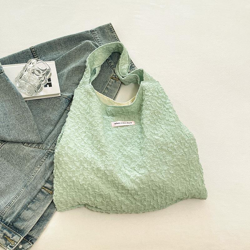 Folded large-capacity shoulder commuter bag Japanese ins simple and versatile fresh tote bag Mori girl messenger bag